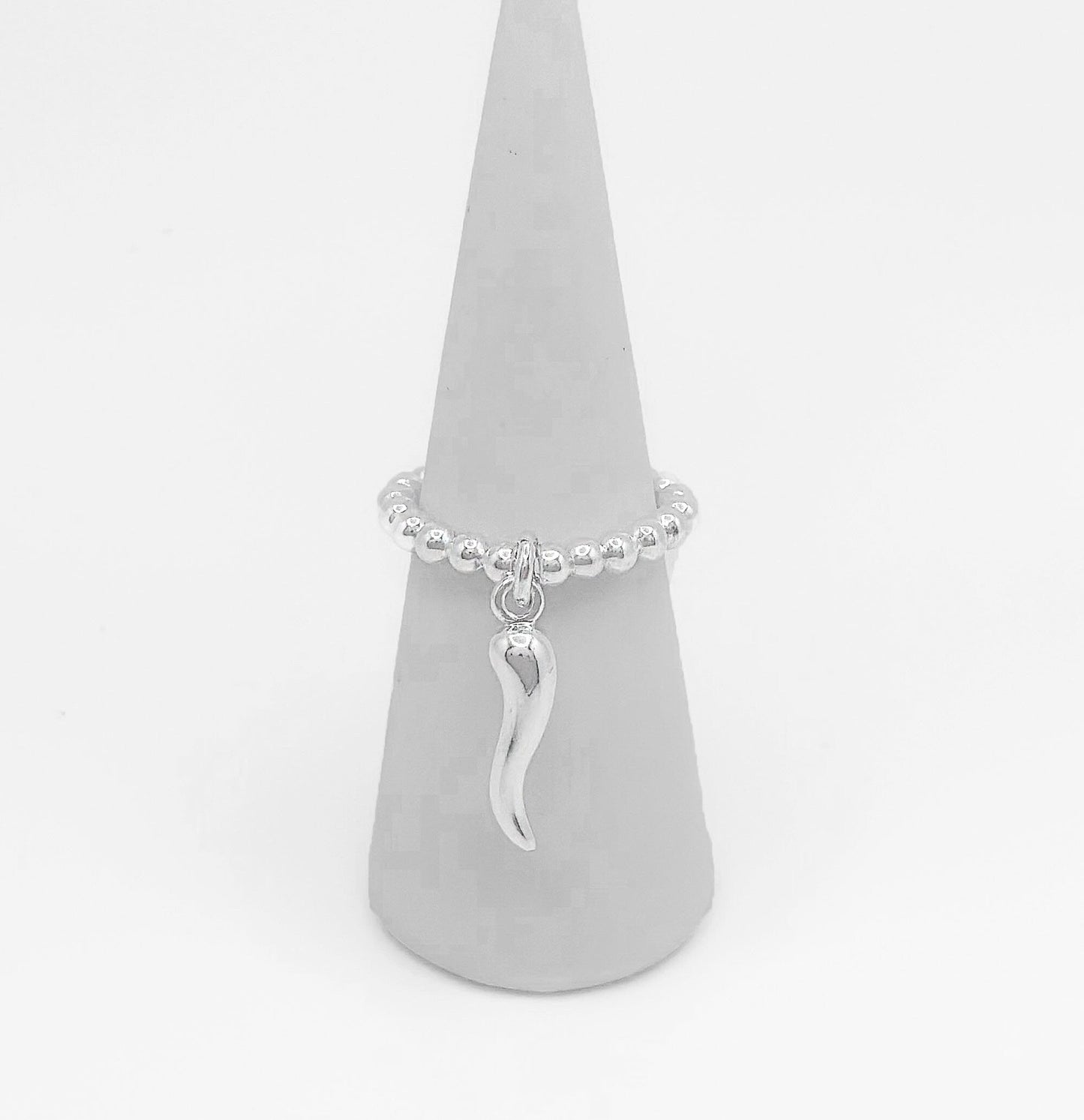 Silver Stretch Charm Ring, Silver Rings, Stacked Rings