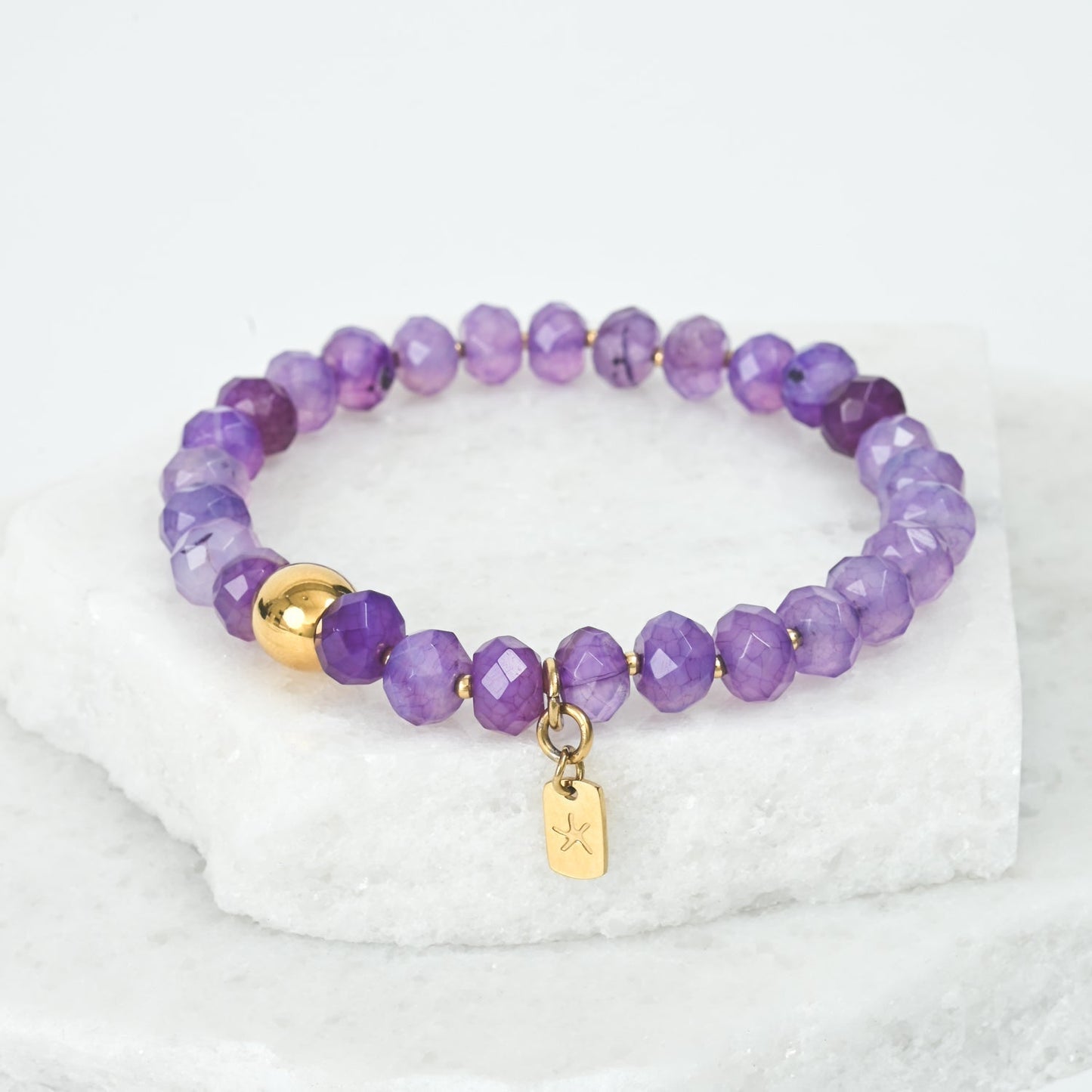 Purple Agate Beaded Bracelet