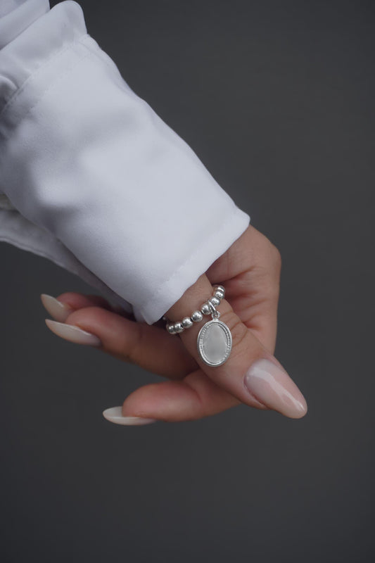 Medal Charm Ring (4mm Beads), Stacked Rings, Women's Rings