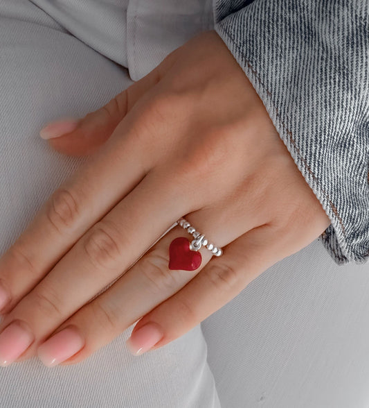Heart Charm Ring, Women's Rings,