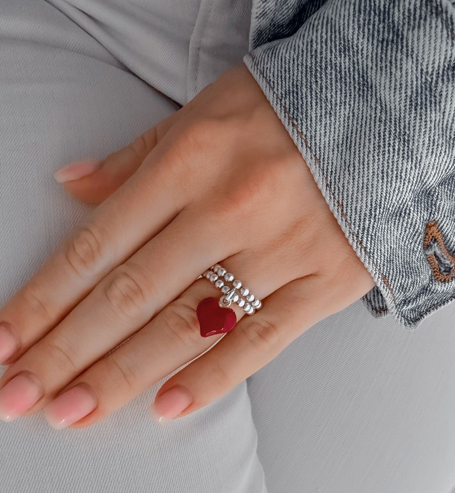 Heart Charm Ring, Women's Rings,