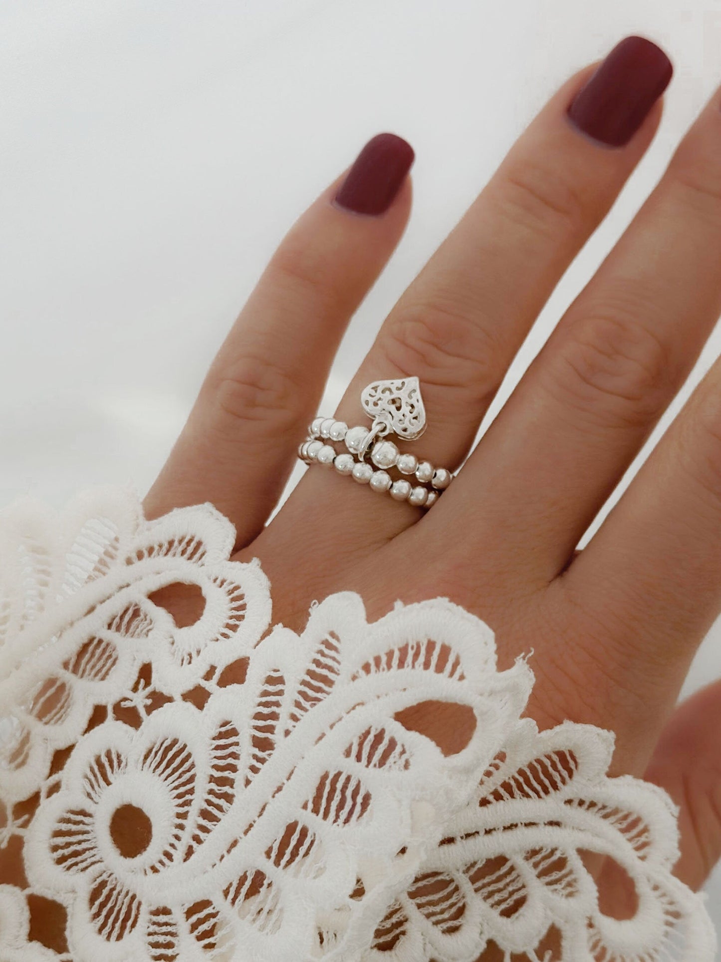 Heart Charm Ring,Heart Charm, Womens Rings,